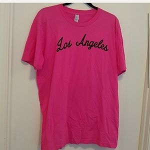 American Apparel hot pink Los Angeles tshirt